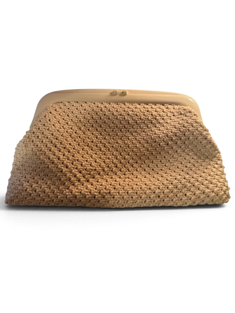 Vintage 1970s Crochet Clutch Pastel Geometric Made in China